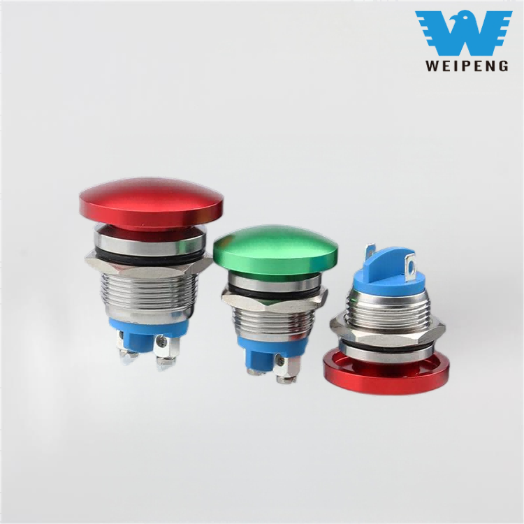 Metalowy przycisk resetowania z główką grzybkową 16/19/22 mm