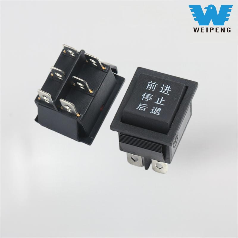 KCD4 Czarny 31*25mm 6-pinowy 3-pozycyjny przełącznik kołyskowy 16A 250V
